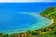 热带桑迪海滩夏天一天斐济岛屿太平洋海洋