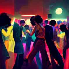 人享受伟大的节日聚会，派对人跳舞迪斯科晚上俱乐部音乐阶段