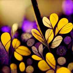 紫色的黄色的摘要花插图打印墙艺术封面邀请水彩艺术背景