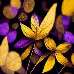 紫色的黄色的摘要花插图