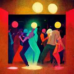 人享受伟大的节日聚会，派对人跳舞迪斯科晚上俱乐部音乐阶段