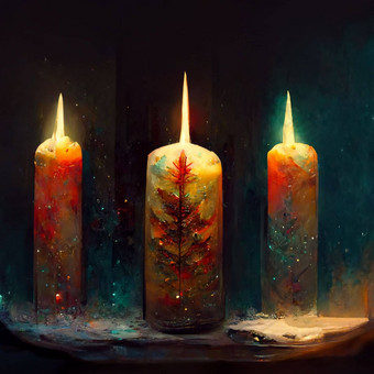 蜡烛温暖的大气烛光圣诞节卡模板