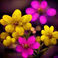 紫色的黄色的摘要花插图打印墙艺术封面邀请水彩艺术背景