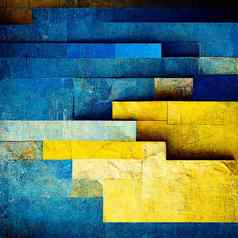 摘要绘画蓝色的黄色的水彩绘画背景乌克兰颜色