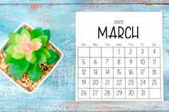 3月每月日历植物能木背景