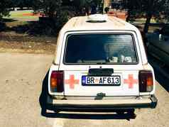 经典苏联风格救护车历史援助车辆