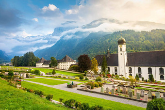 田园景观engelberg村Obwalden瑞士阿尔卑斯山脉瑞士