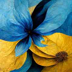 蓝色的黄色的摘要花插图