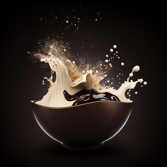 牛奶<strong>巧克力</strong>奶昔咖啡可可<strong>飞溅</strong>热<strong>巧克力</strong>牛奶漩涡倒溅碗