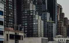 建筑视图重叠城市摩天大楼
