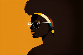 非洲女人黄色的背景黑色的历史月模板设计插图非洲美国历史着陆页面模板横幅摩天观景轮背景