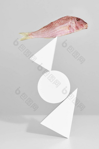 风干红色的鲻鱼前塔几何形状