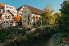 国家德国小镇房子Baden-Wuerttemberg德国欧洲小镇完整的色彩斑斓的保存建筑
