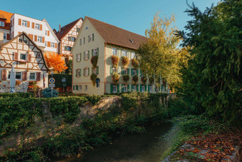 国家德国小镇房子Baden-Wuerttemberg德国欧洲小镇完整的色彩斑斓的保存建筑