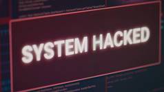 黑客攻击系统警报消息闪烁的电脑屏幕