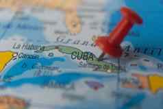 古巴标志着图钉地图