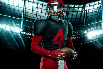 特写镜头肖像美国足球球员运动员运动员红色的头盔大竞技场背景体育运动动机壁纸