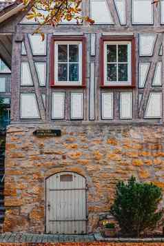 结构房子德国风景优美的视图古老的中世纪的城市街体系结构木架房子小镇德国