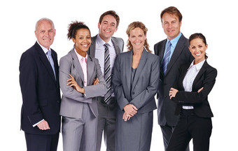 集团工作室肖像业务人白色背景微笑西装焦点成功团队快乐企业团队合作动机孤立的目标任务专业愿景