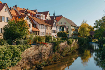 国家<strong>德国</strong>小镇房子Baden-Wuerttemberg<strong>德国</strong>欧洲小镇完整的色彩斑斓的保存<strong>建筑</strong>