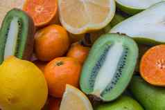 新鲜的水果各种各样的水果色彩斑斓的背景