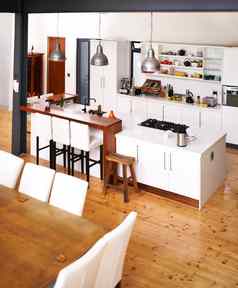 现代厨房现代生活开放计划厨房区域现代极简主义风格首页