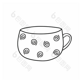 宽白色圆美丽的螺旋模式白色背景孤立的餐具<strong>茶</strong>咖啡<strong>茶</strong>仪式设计元素菜单咖啡馆餐厅食物皮<strong>卡</strong>点