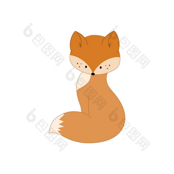 红色的可爱的狐狸孤立的白色背景向量卡通字符孩子们的书卡片动物字母问候卡片插图主题自然动物