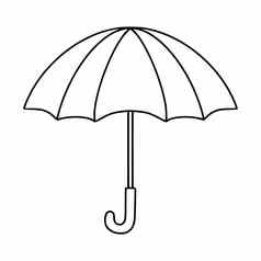 太阳雨伞画轮廓行向量图标涂鸦风格
