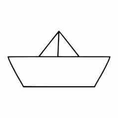 纸船风格涂鸦向量图标轮廓行日本折纸船
