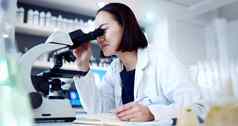 科学家女人显微镜实验室写作书发展疫苗治愈医学亚洲医疗专家科学工具实验室研究制药职业生涯东京
