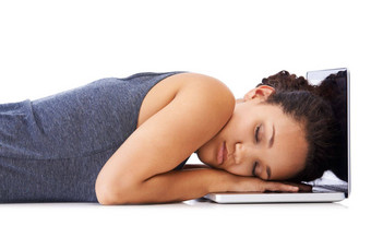 累了睡觉移动PC学生工作室研究抑郁症倦怠精神健康风险黑色的女人乏力低能源抑郁睡眠研究大学考试