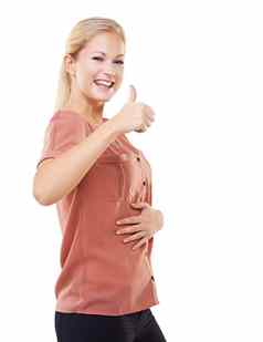 胃拇指女人工作室重量损失消化健康健康肖像成功手标志女人肠道健康饮食快乐结果模型