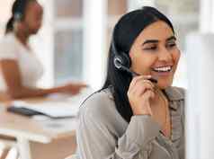 电脑会说话的女人调用中心联系客户支持crm咨询业务销售交易微笑快乐电话销售工人沟通办公室技术