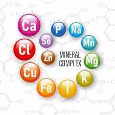 健康的营养矿物复杂的插图矿物图标背景化学公式