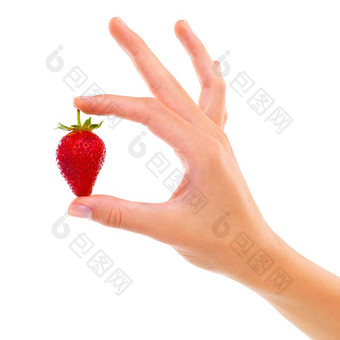 草莓天堂裁剪工作室拍摄女人持有树莓孤立的白色