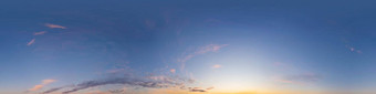 黑暗蓝色的日落天空全景粉红色的卷云云无缝的Hdr全景球形equirectangular格式完整的天顶可视化天空更换空中无人机全景照片