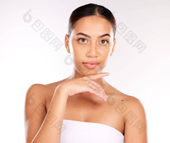 美护肤品脸肖像模型女孩奢侈品面部健康例程自然化妆化妆品治疗皮肤病学水疗中心沙龙清洁审美黑色的女人医疗保健发光