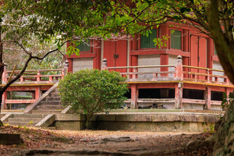 小楼梯红色的建筑自然理由太<strong>山寺</strong>寺庙