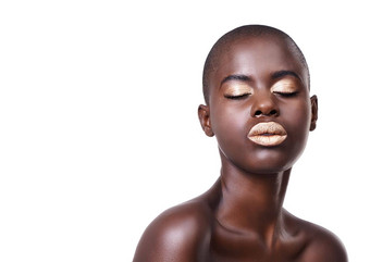 未来属于<strong>美梦</strong>想工作室拍摄美丽的年轻的非洲女人孤立的白色