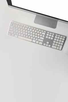 开销视图电脑空白屏幕无线键盘白色表格
