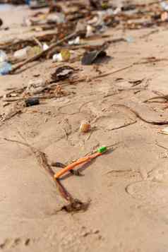 山浪费垃圾桑迪海滩潮人类污染海洋