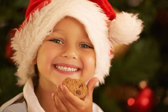 圣诞节年轻的孩子饼干微笑肖像假期庆祝活动家庭首页快乐孩子巧克力饼干节日圣诞老人他青年幸福童年圣诞节