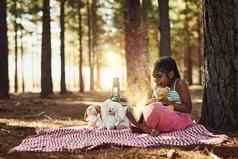 神奇的的地方发现书女孩阅读书发光的页面森林