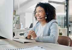 黑色的女人调用中心电脑crm联系电话调用客户服务电话销售科技支持科技办公室沟通联系中心女员工