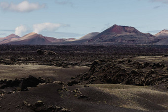 黑色的火山景观蒂曼法亚国家公园兰斯洛特受欢迎的旅游吸引力兰斯洛特岛金丝雀岛屿西班牙