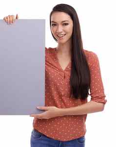 广告模型肖像女人海报榜广告牌促销活动市场营销产品放置标志横幅空间销售模型女孩工作室模拟白色背景