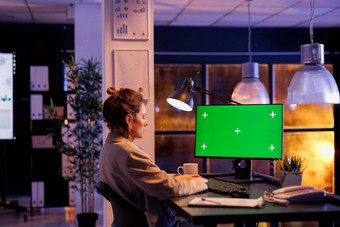 企业家绿色屏幕浓度关键模拟电脑