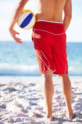 <strong>排球</strong>海洋视图海滩<strong>排球</strong>游戏阳光明媚的一天