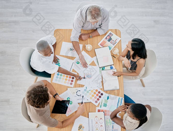 团队工作手有创意的业务人会议规划标志品牌市场营销颜色纸设计师前视图员工工作高级经理策略关键绩效指标目标